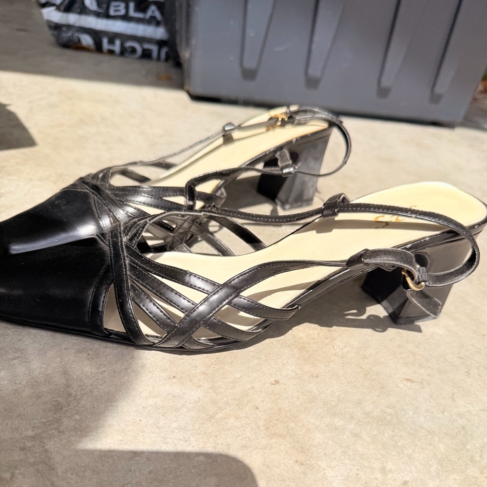 Elegant Black Strappy Slingback Heels for Women